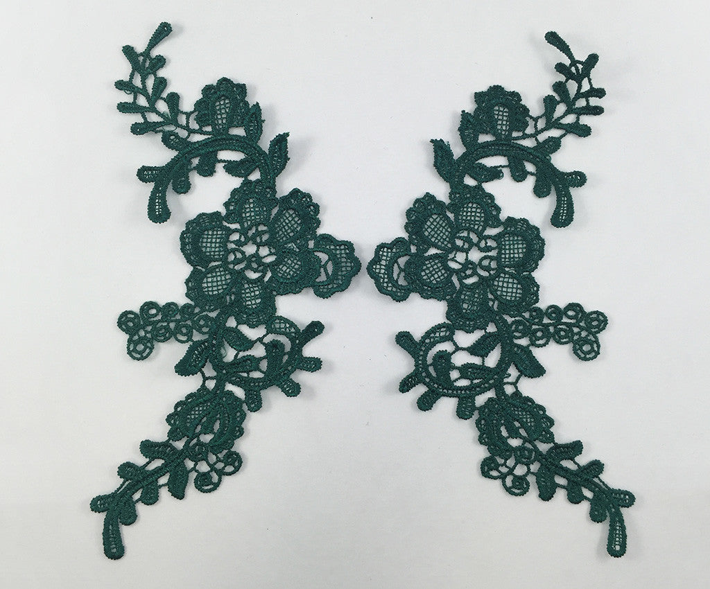 black floral lace applique sew on black cotton flower lace motif